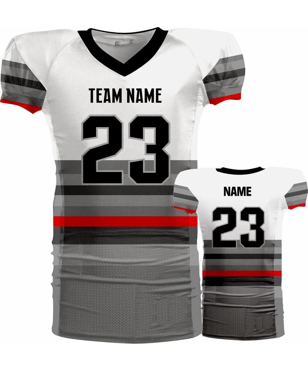 SportUniform Youth Retro Sublimated Football Jersey, color: White/Grey