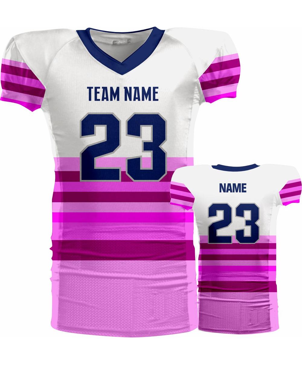 SportUniform Youth Retro Sublimated Football Jersey, color: White/Pink