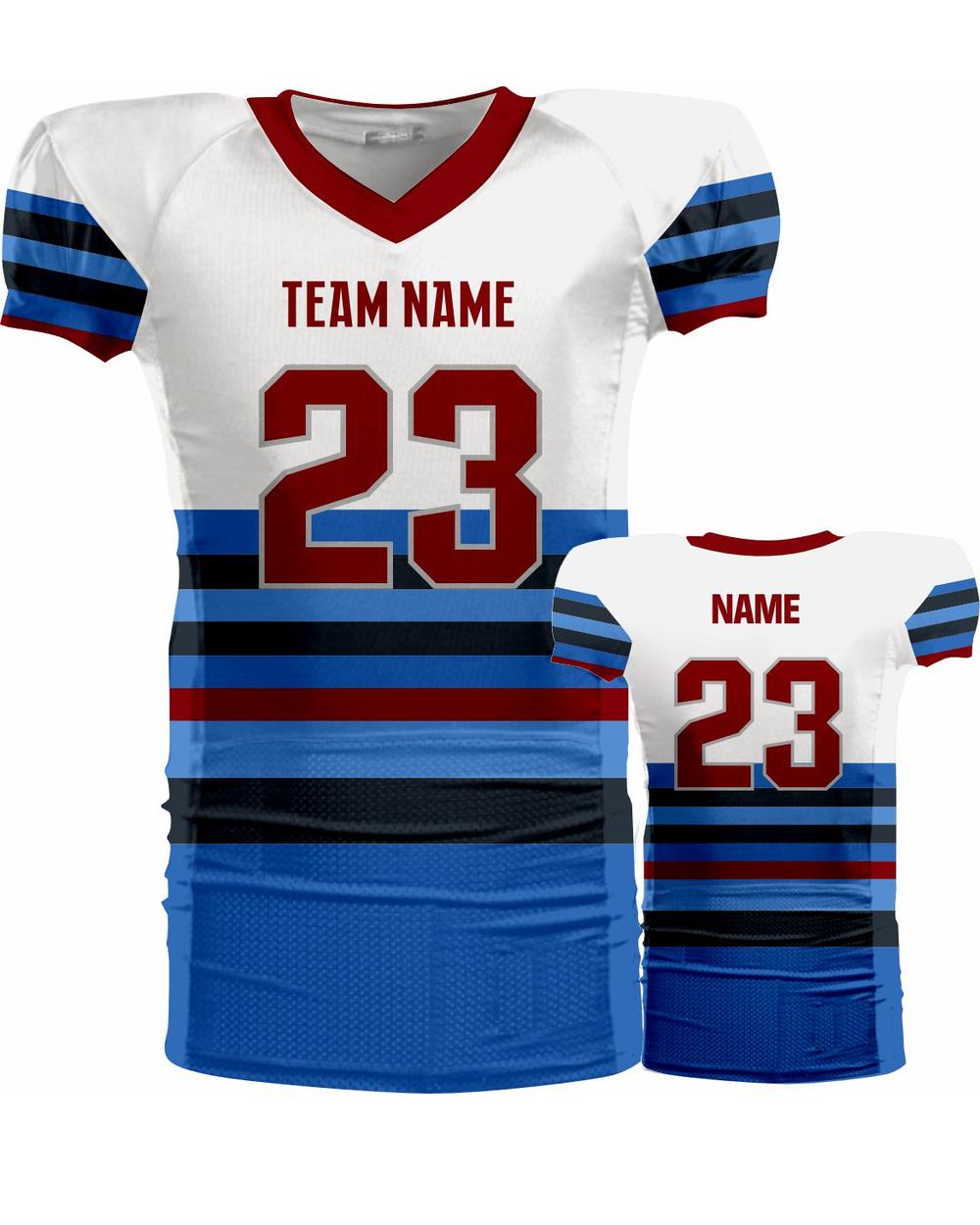 SportUniform Youth Retro Sublimated Football Jersey, color: White/Royal