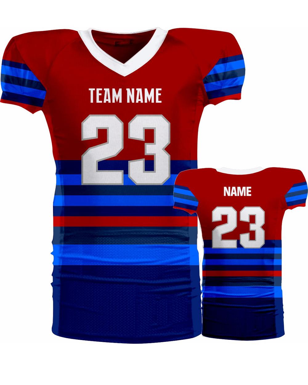 SportUniform Retro Sublimated Football Jersey, color: Red/Navy