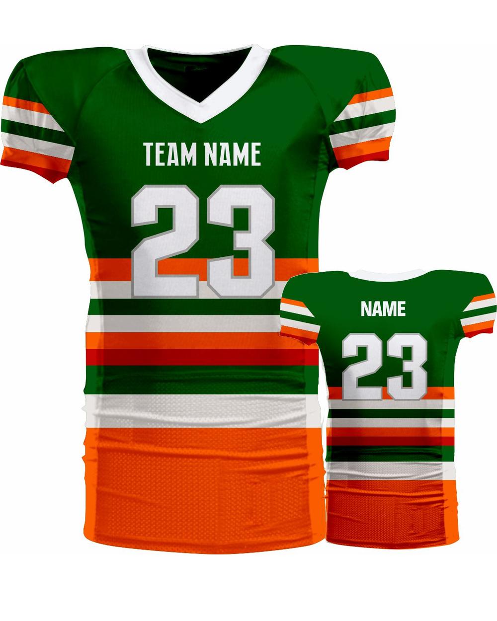 SportUniform Men's Retro Sublimated Football Jersey, color: Forest/Orange