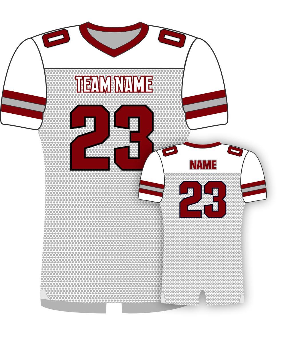 SportUniform Youth Classico Sublimated Football Jersey, color: White/Maroon