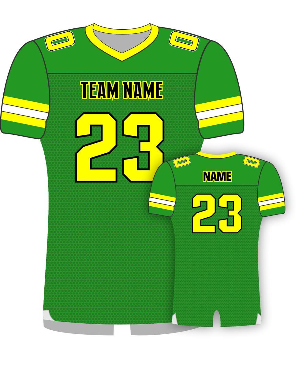 SportUniform Youth Classico Sublimated Football Jersey, color: Kelly/Yellow