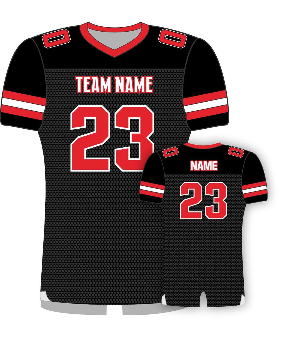 SportUniform Men's Classico Sublimated Football Jersey, color: Black/Red