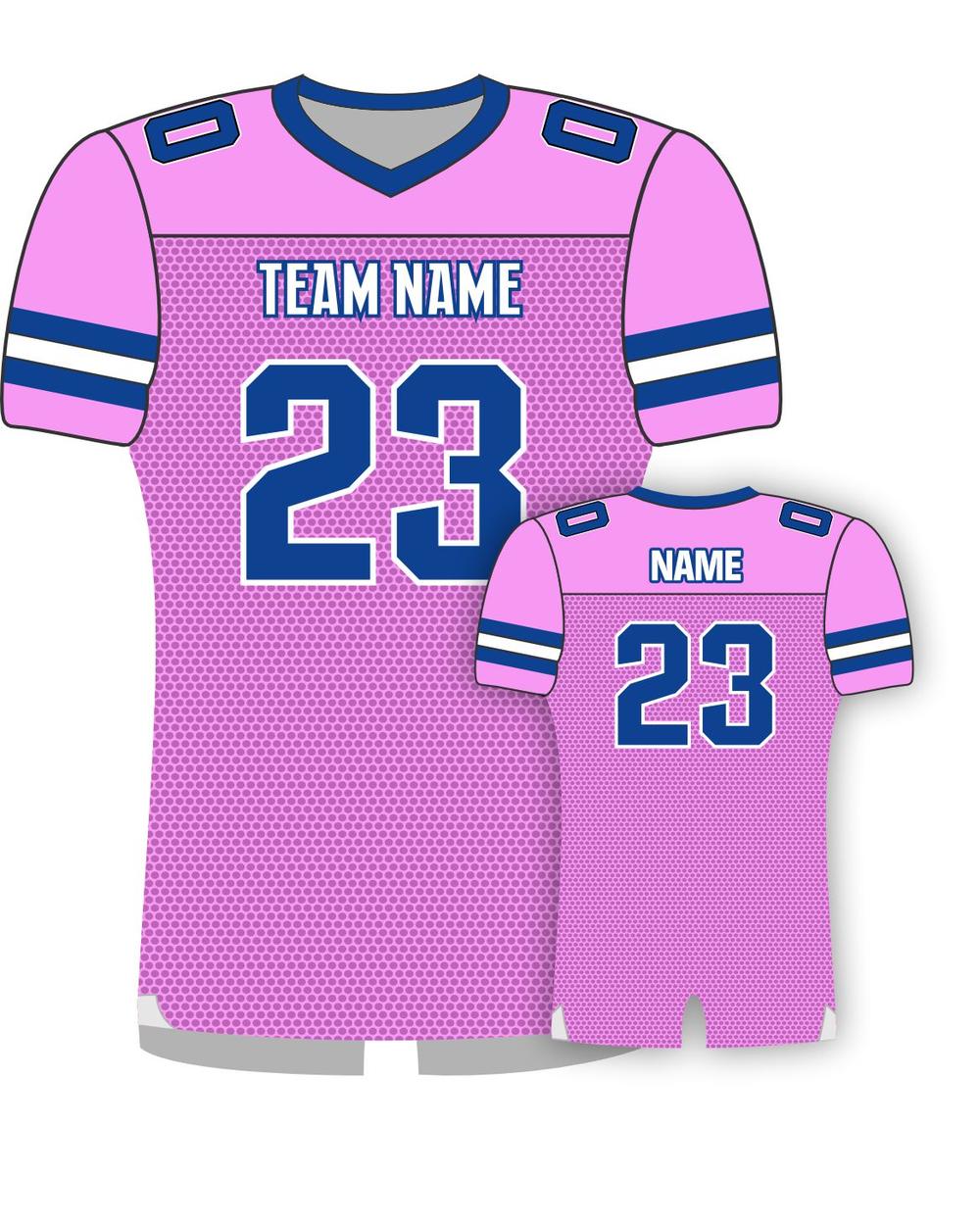 SportUniform Men's Classico Sublimated Football Jersey, color: Pink/Royal