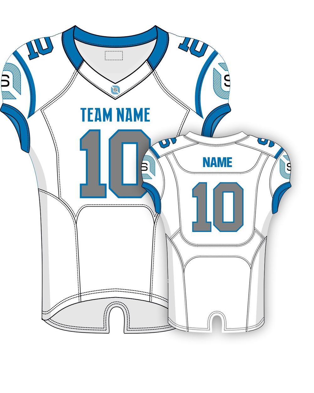 SportUniform Steel Sublimated Football Jersey, color: White/Columbia