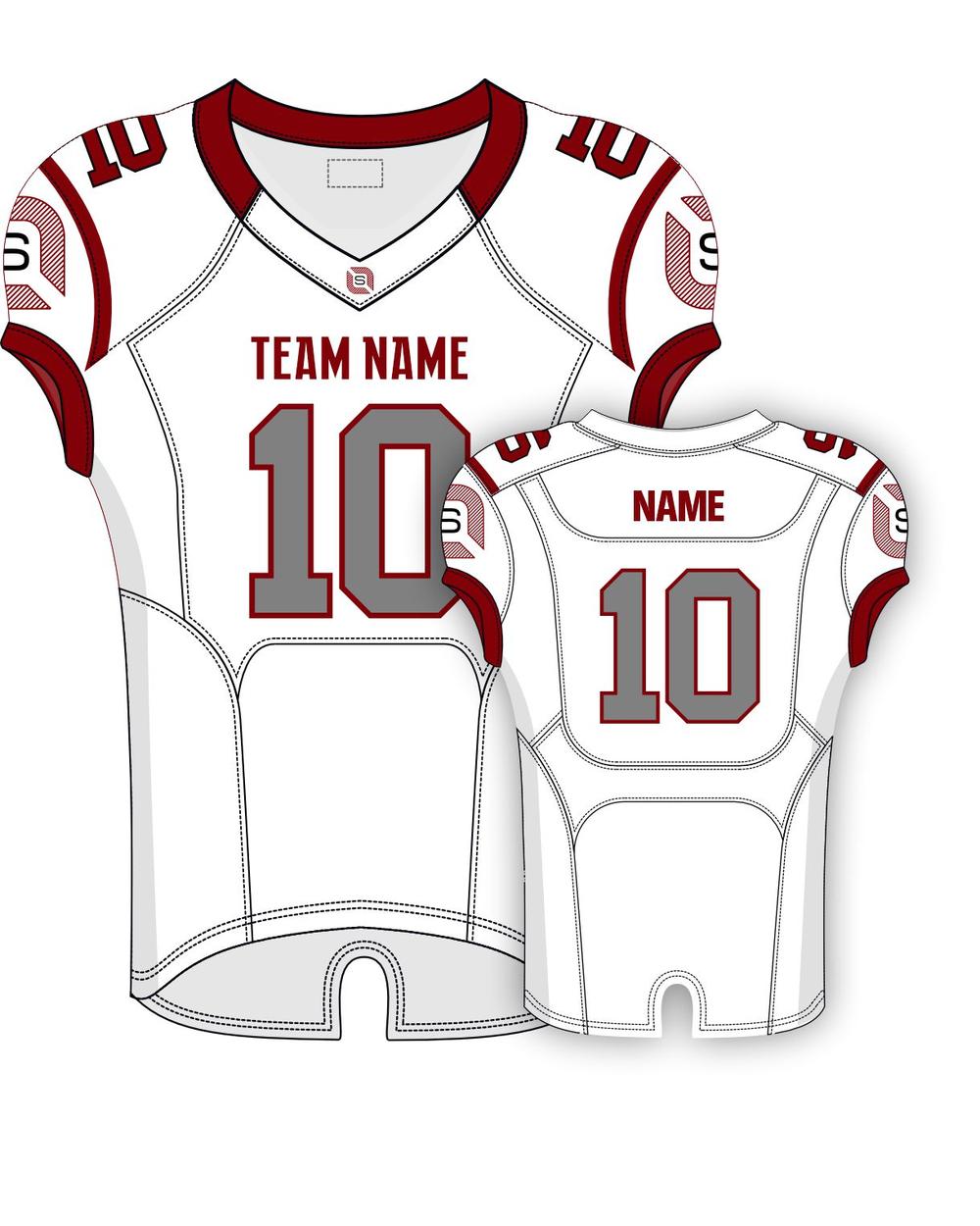 SportUniform Youth Steel Sublimated Football Jersey, color: White/Maroon