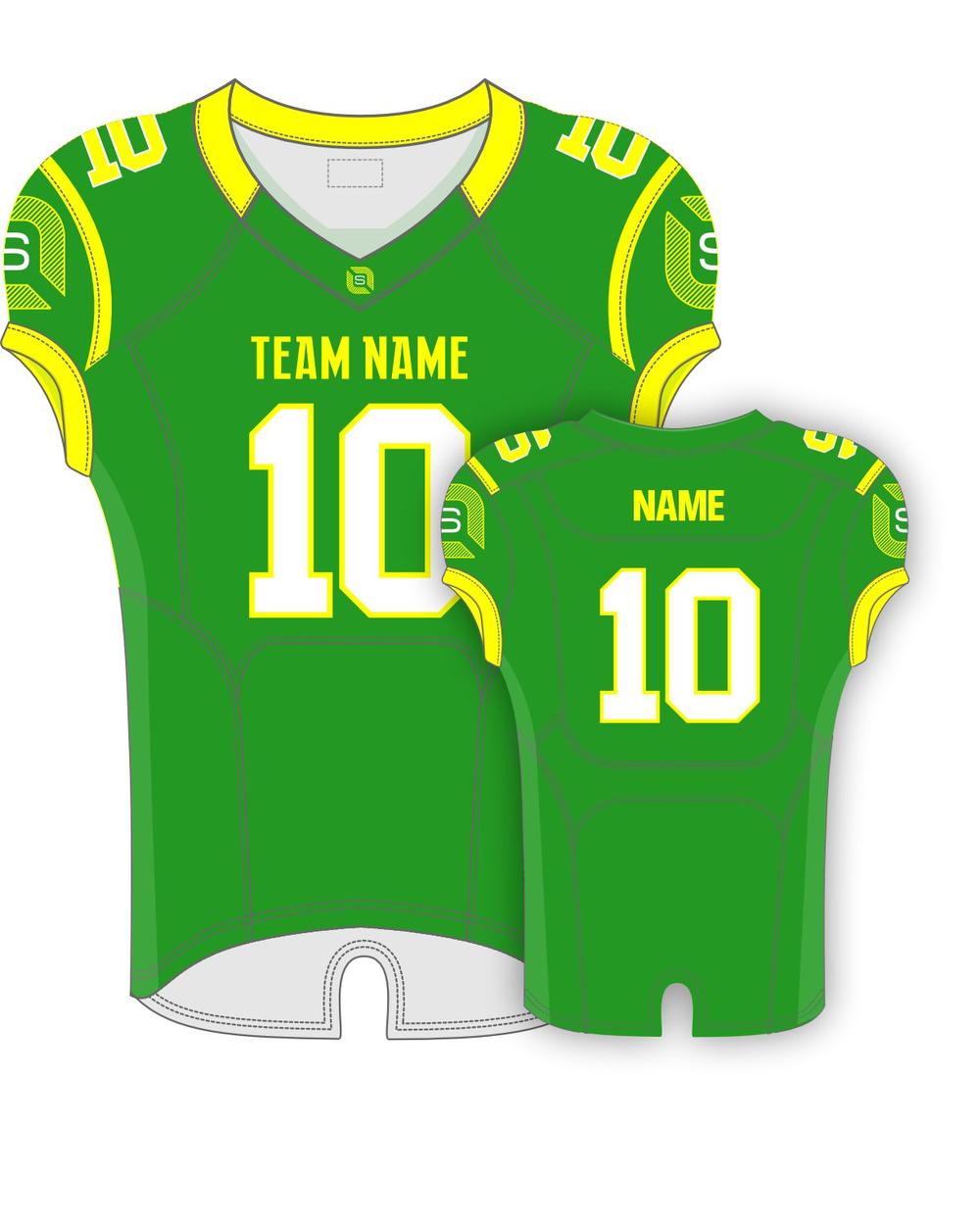 SportUniform Youth Steel Sublimated Football Jersey, color: Kelly/Yellow