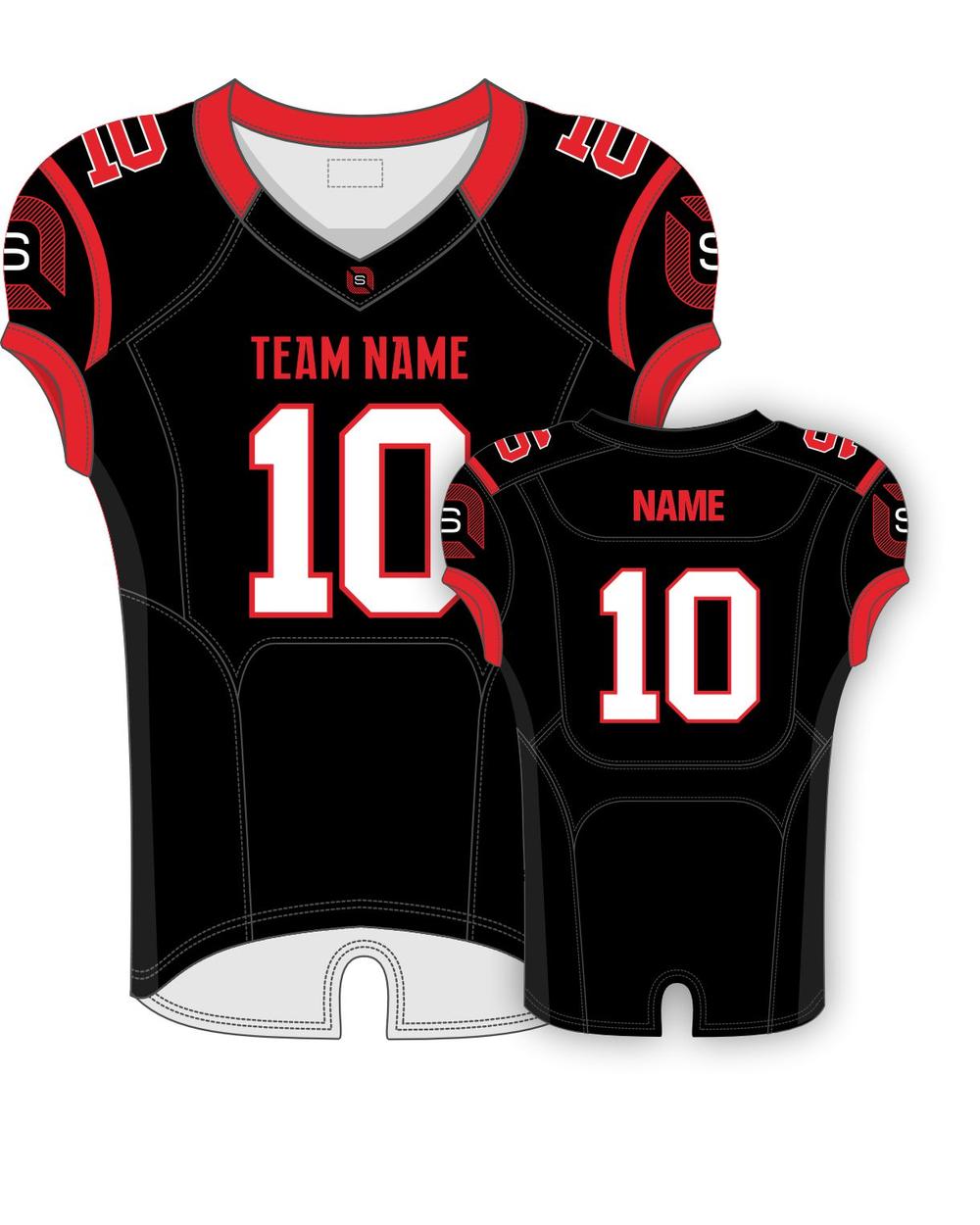 SportUniform Men's Steel Sublimated Football Jersey, color: Black/Red