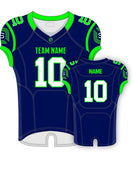 SportUniform Steel Sublimated Football Jersey, color: Navy/Neon Green