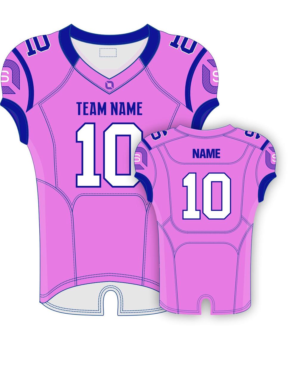SportUniform Men's Steel Sublimated Football Jersey, color: Pink/Royal