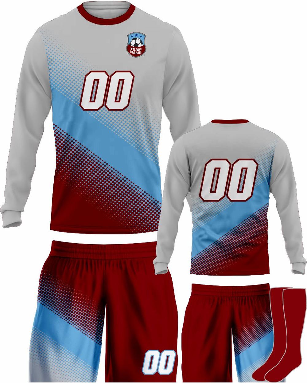 SportUniform Youth Gazal Sublimated L/S Soccer Uniform, color: Grey