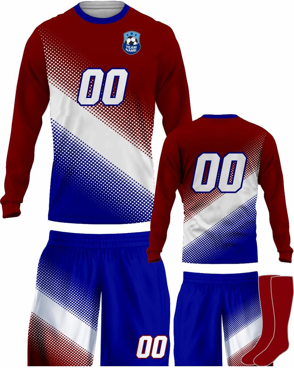 SportUniform Gazal Sublimated L/S Soccer Uniform, color: Maroon