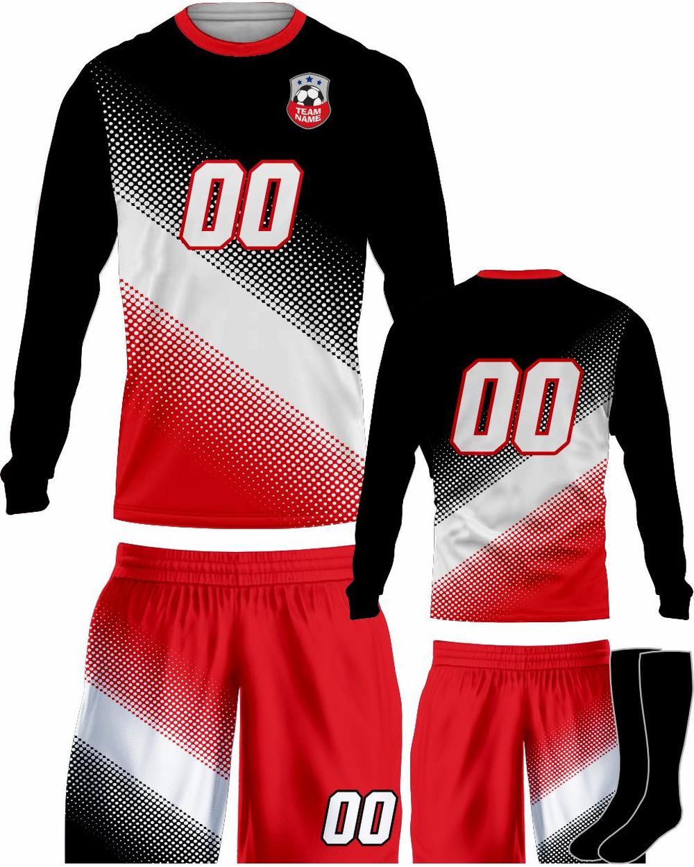 SportUniform Gazal Sublimated L/S Soccer Uniform, color: Black