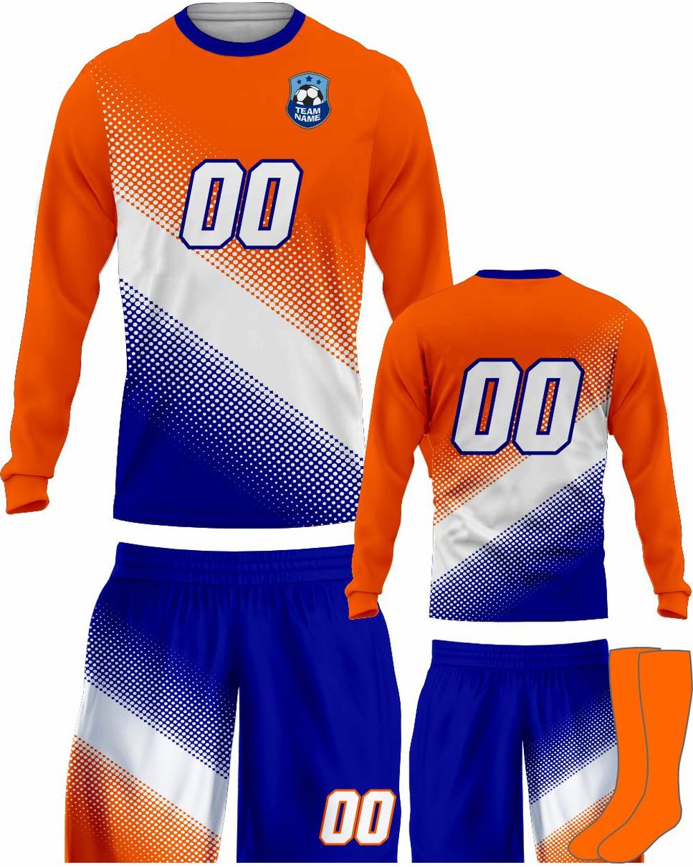 SportUniform Youth Gazal Sublimated L/S Soccer Uniform, color: Orange