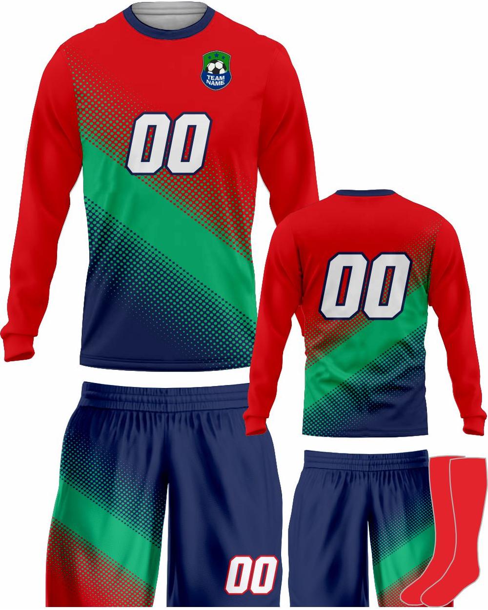 SportUniform Youth Gazal Sublimated L/S Soccer Uniform, color: Red