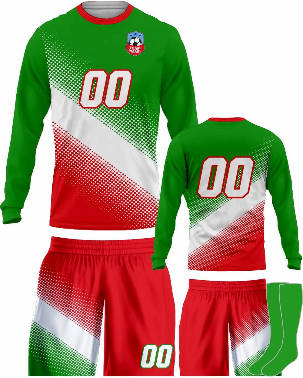 SportUniform Gazal Sublimated L/S Soccer Uniform, color: Kelly