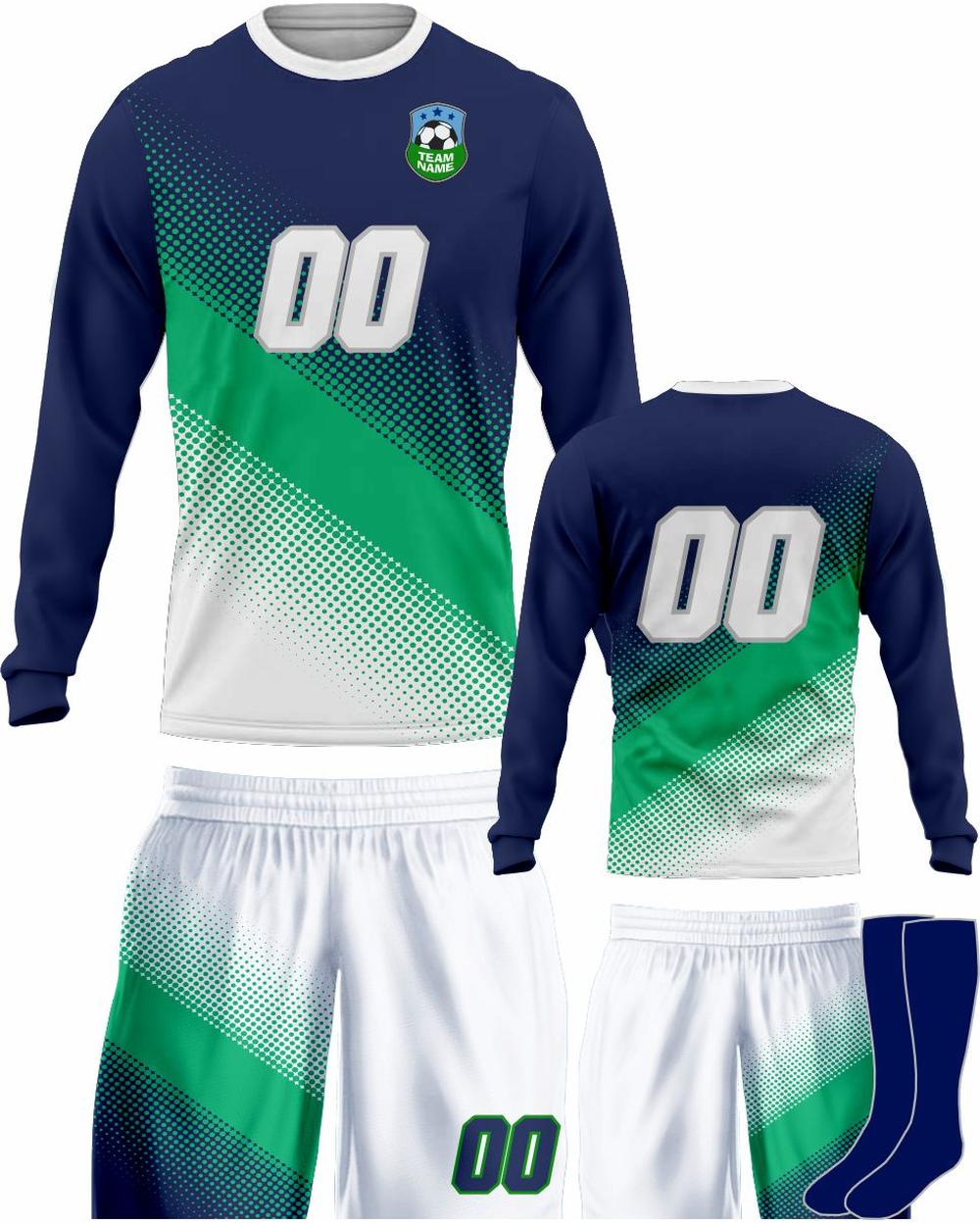 SportUniform Gazal Sublimated L/S Soccer Uniform, color: Navy