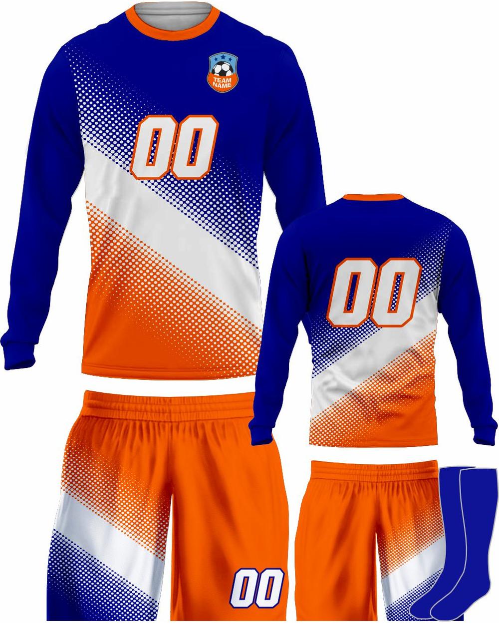 SportUniform Gazal Sublimated L/S Soccer Uniform, color: Royal