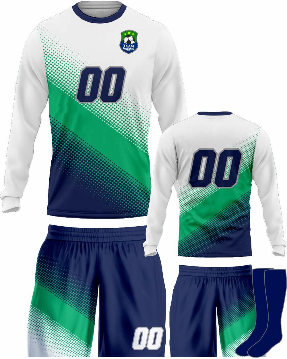 SportUniform Gazal Sublimated L/S Soccer Uniform, color: White