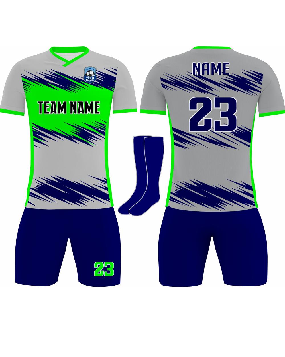 SportUniform Men's Lightning Sublimated Soccer Uniform, color: Grey/Neon Green