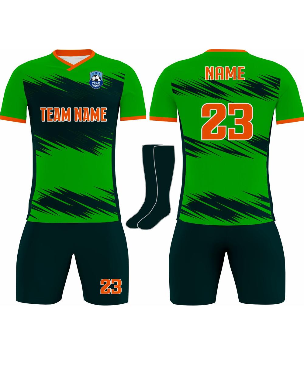 SportUniform Men's Lightning Sublimated Soccer Uniform, color: Kelly/Orange