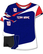 SportUniform Sunburst S/S Custom Sublimated Volleyball Jersey, color: Navy/Red