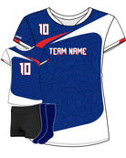 SportUniform Sunburst S/S Custom Sublimated Volleyball Jersey, color: Navy/White