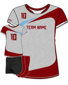 SportUniform Sunburst S/S Custom Sublimated Volleyball Jersey, color: Grey/Maroon