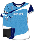 SportUniform Sunburst S/S Custom Sublimated Volleyball Jersey, color: Columbia/White