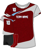 SportUniform Sunburst S/S Custom Sublimated Volleyball Jersey, color: Maroon/Grey