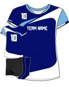 SportUniform Sunburst S/S Custom Sublimated Volleyball Jersey, color: Navy/Columbia