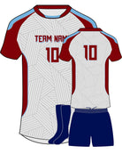 SportUniform Sunburst S/S Custom Sublimated Volleyball Jersey, color: White/Maroon