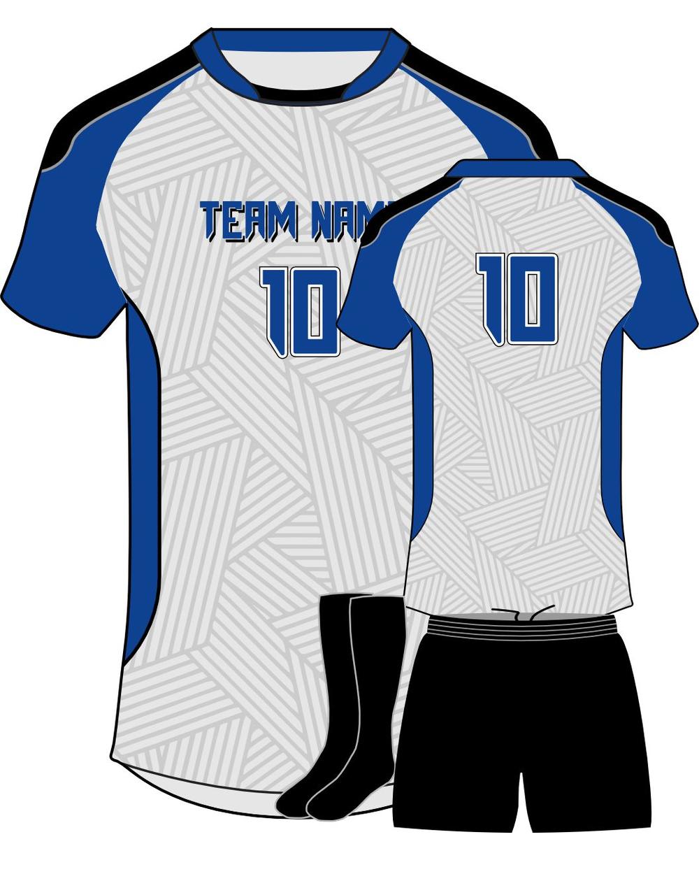 SportUniform Men's Sunburst S/S Custom Sublimated Volleyball Jersey, color: White/Royal