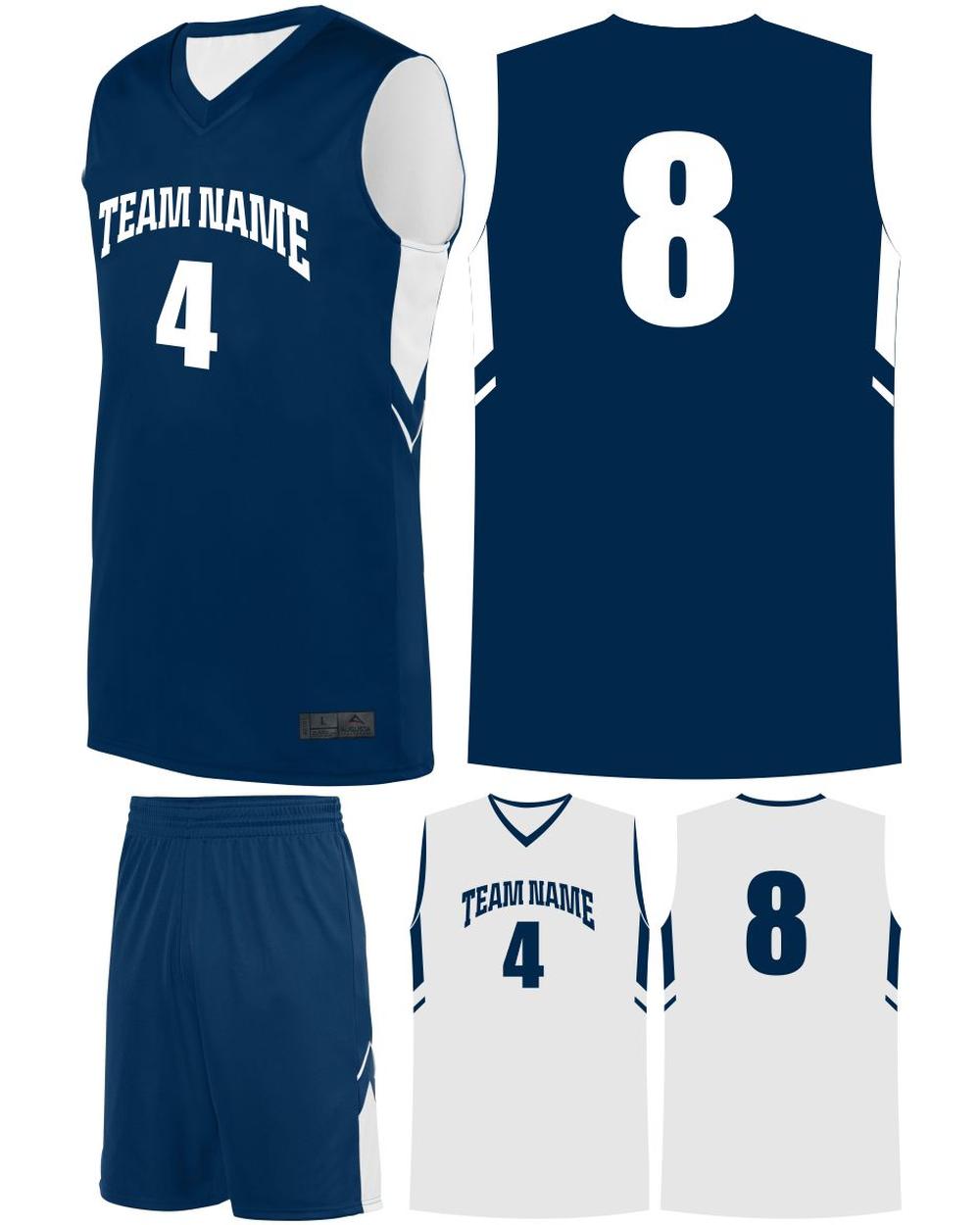 Augusta Men's Alley-Oop Reversible Custom Basketball Uniform, color: Navy/White