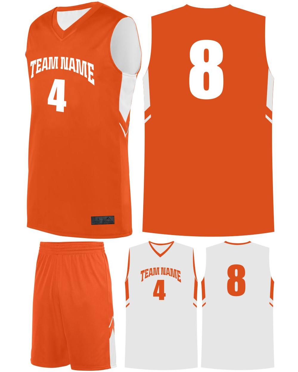Augusta Men's Alley-Oop Reversible Custom Basketball Uniform, color: Orange/White