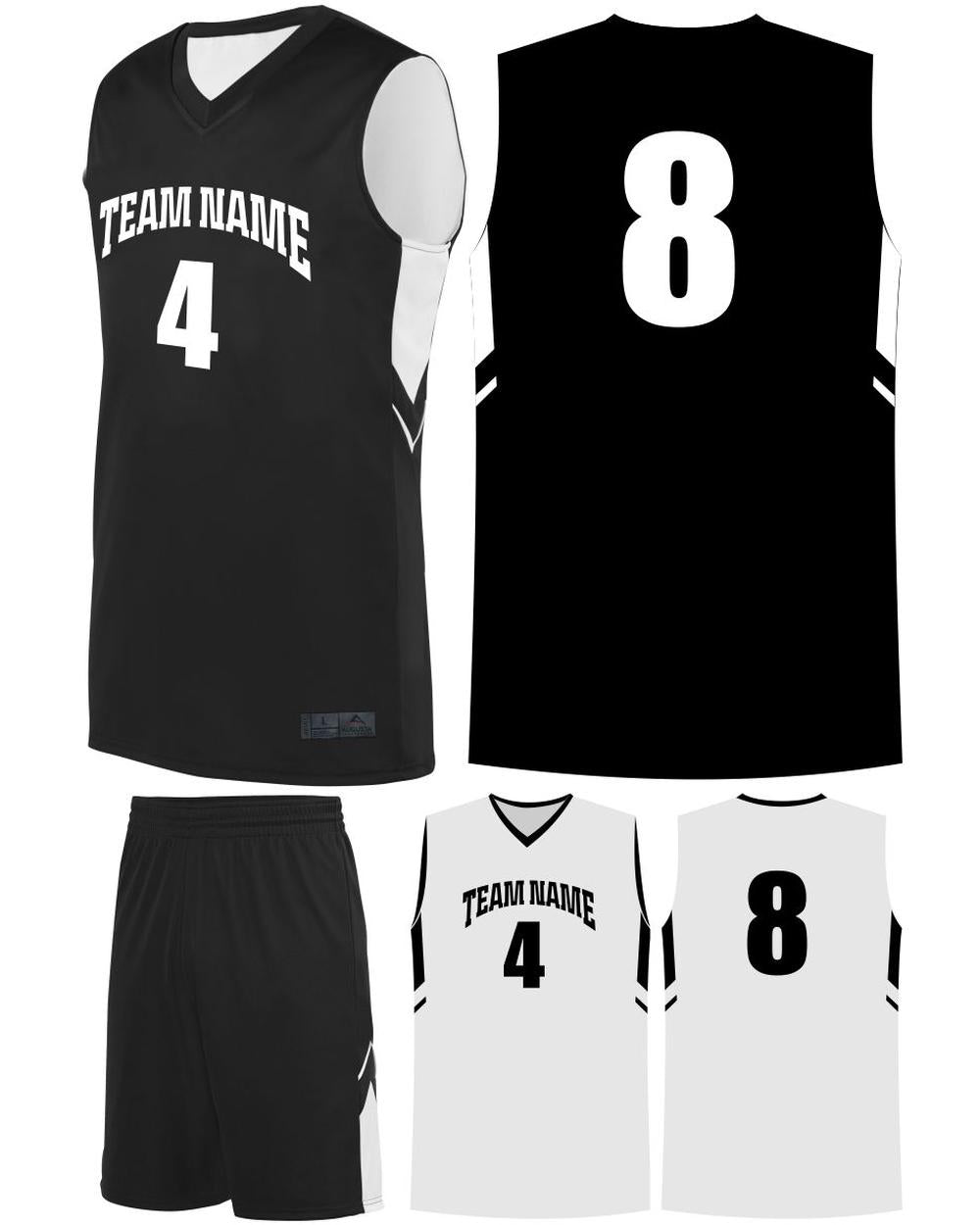 Augusta Men's Alley-Oop Reversible Custom Basketball Uniform, color: Black/White