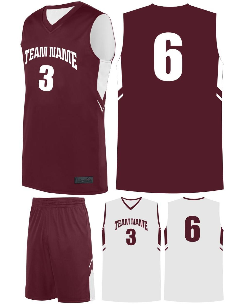 Augusta Youth Alley-Oop Reversible Custom Basketball Uniform, color: Maroon/White