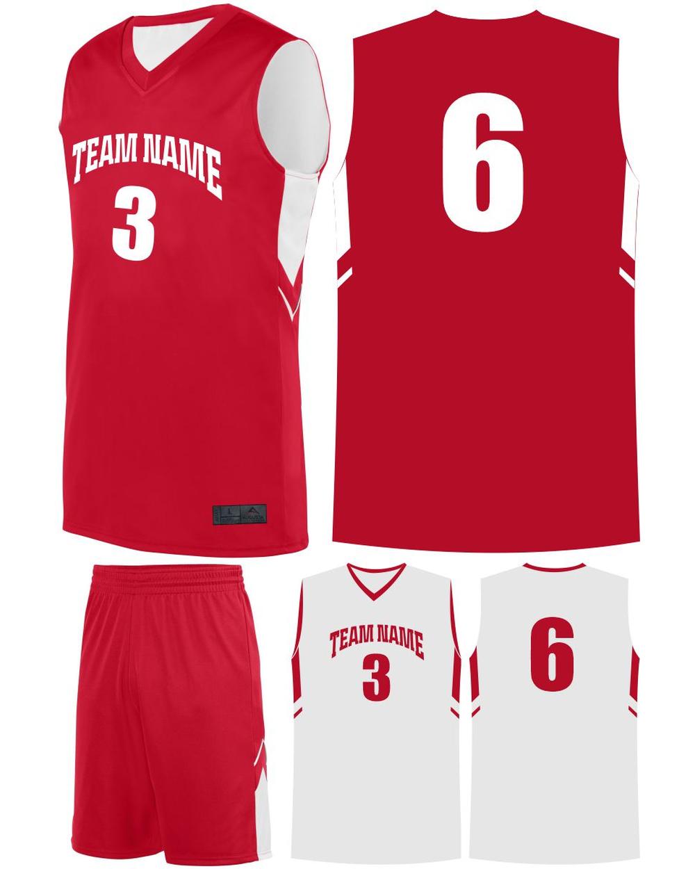 Augusta Youth Alley-Oop Reversible Custom Basketball Uniform, color: Red/White
