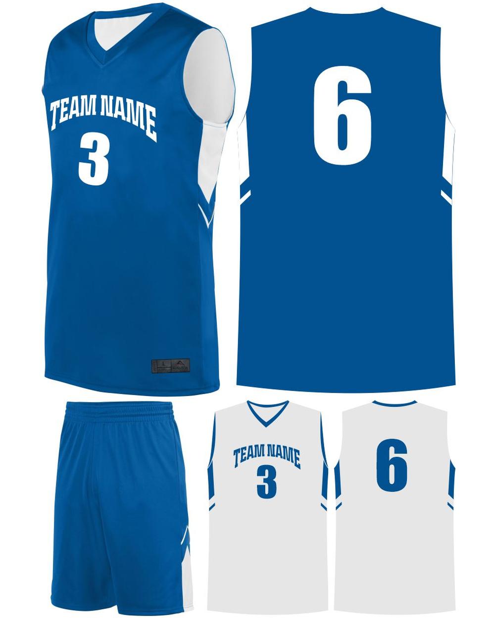 Augusta Youth Alley-Oop Reversible Custom Basketball Uniform, color: Royal/White