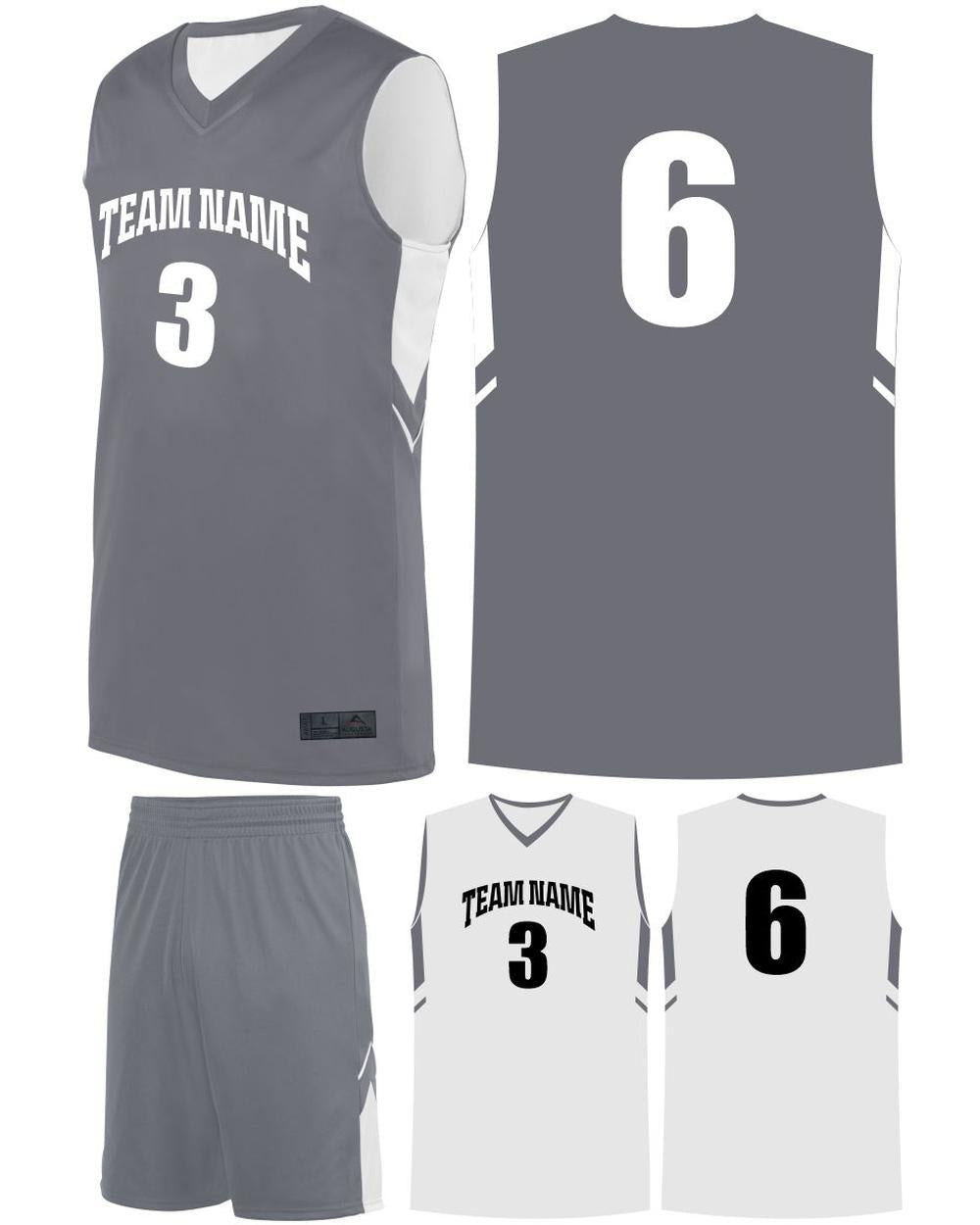 Augusta Youth Alley-Oop Reversible Custom Basketball Uniform, color: Graphite/White