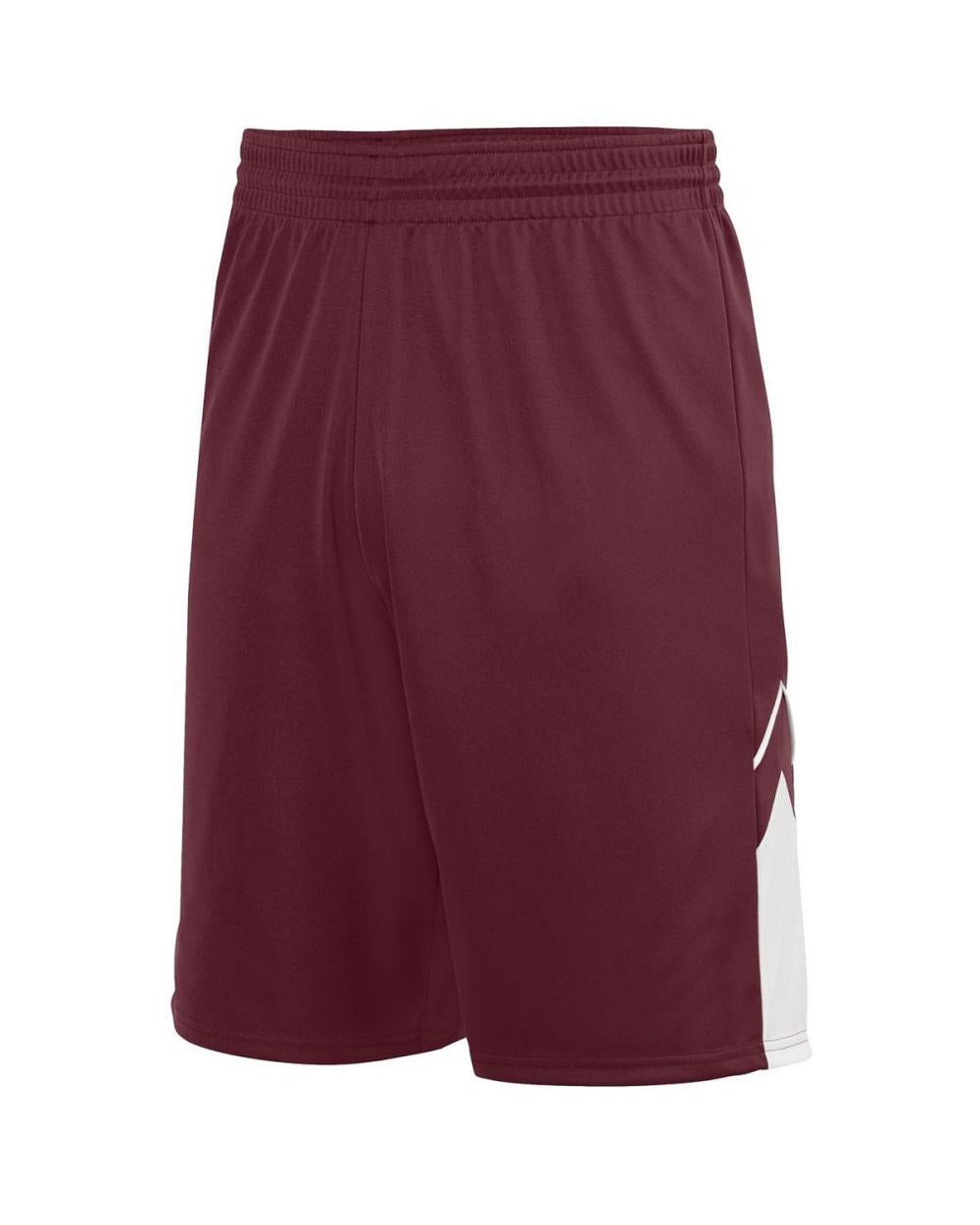 Augusta Men's Alley-Oop Reversible Basketball Short, color: Maroon/White