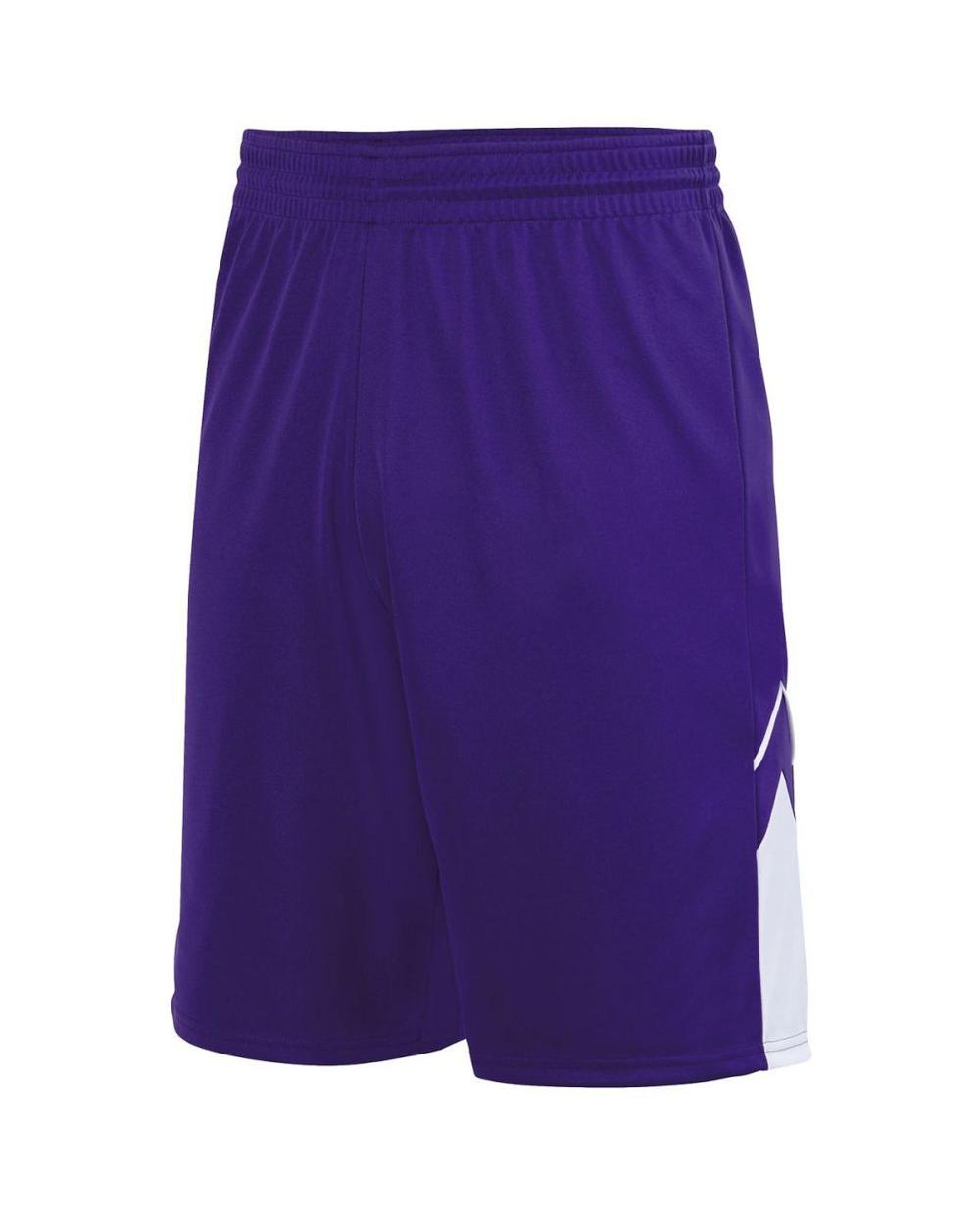 Augusta Men's Alley-Oop Reversible Basketball Short, color: Purple/White