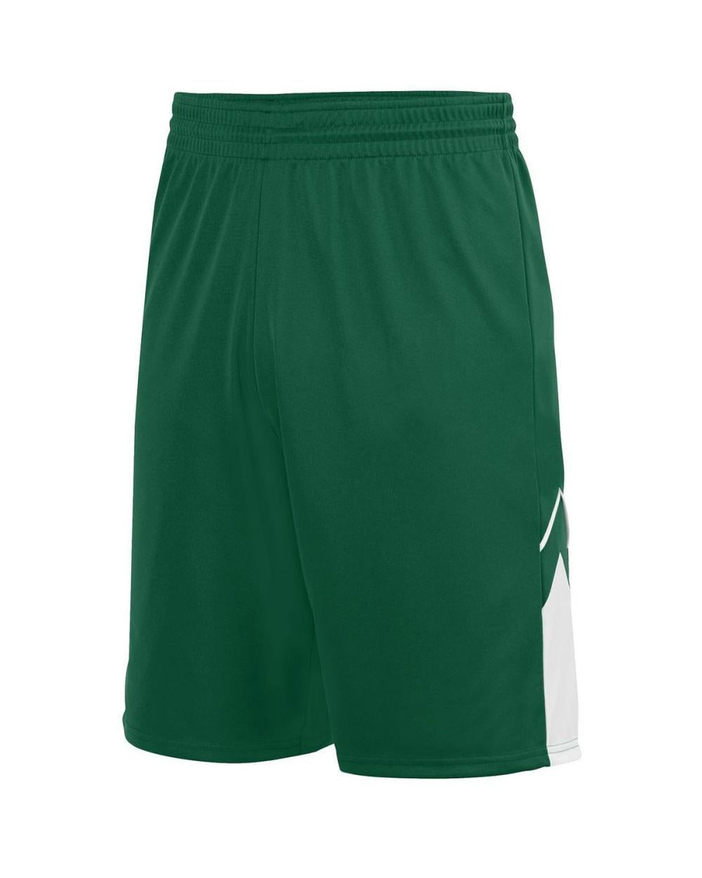 Augusta Men's Alley-Oop Reversible Basketball Short, color: Dark Green/White