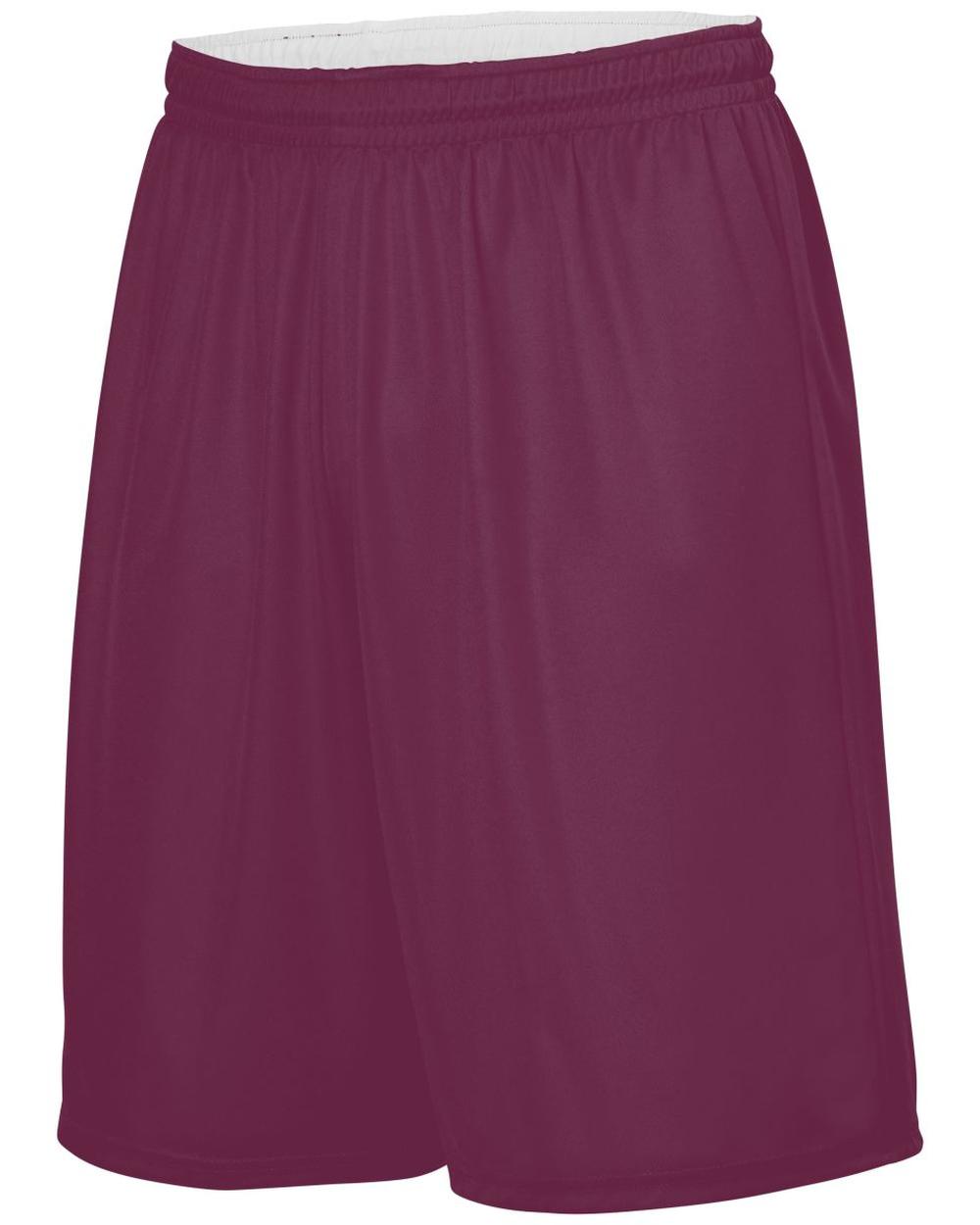 Augusta Alley-Oop Reversible Basketball Short, color: Light Maroon/White