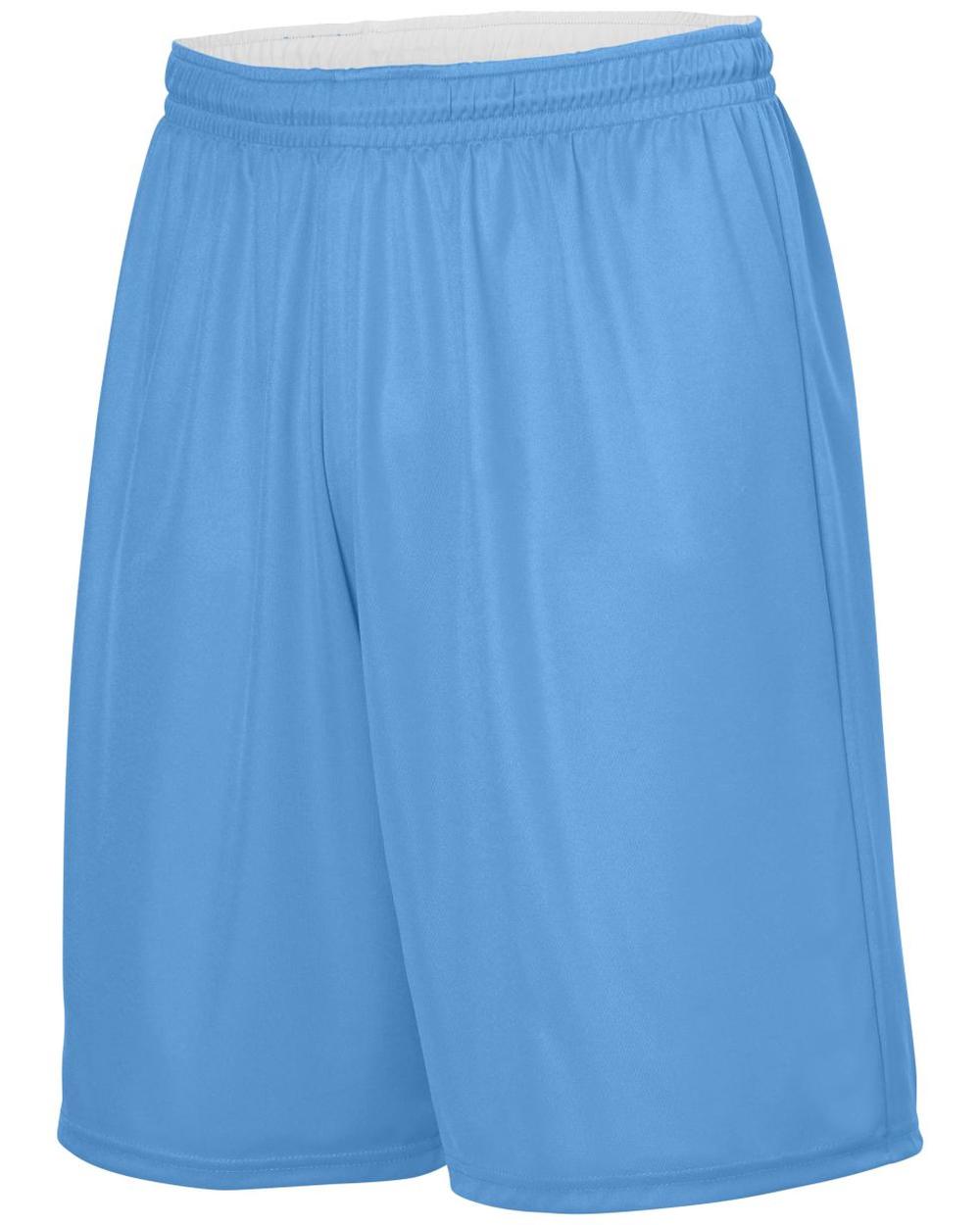 Augusta Alley-Oop Reversible Basketball Short, color: Columbia Blue/White