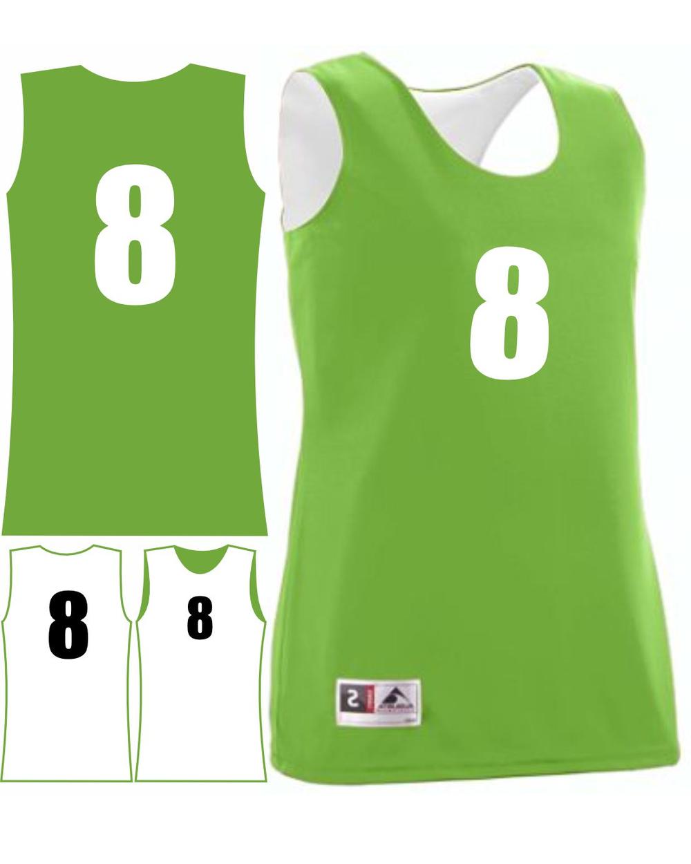 Augusta Women's Wicking Rev Numbered Basketball Jersey, color: Lime/White