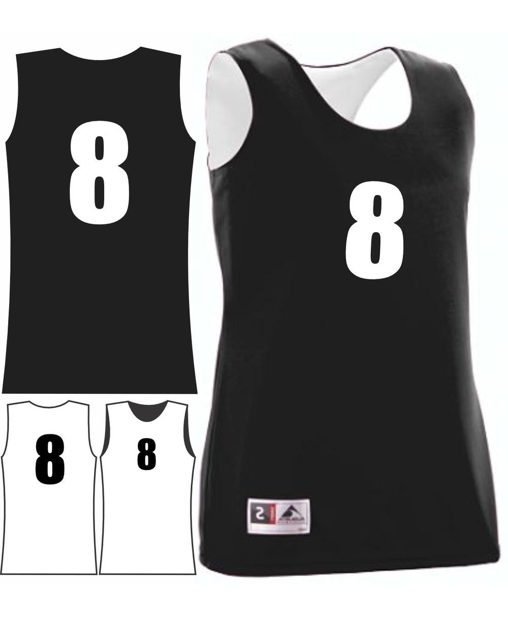 Augusta Women's Wicking Rev Numbered Basketball Jersey, color: Black/White