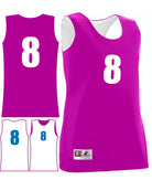 Augusta Wicking Rev Numbered Basketball Jersey, color: Power Pink/White