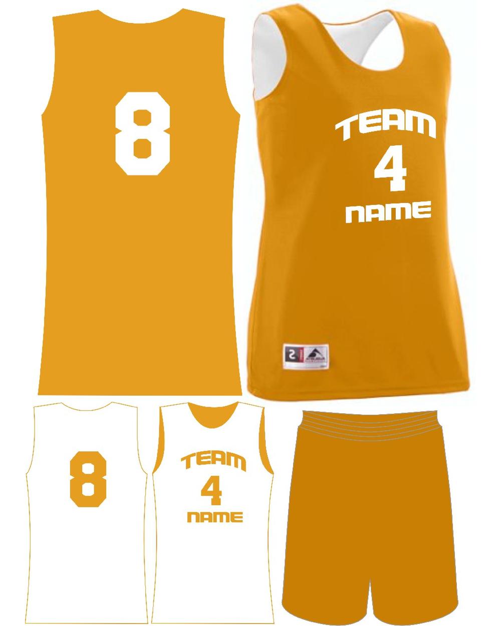 Augusta Women's Custom Wicking Reversible Basketball Uniform, color: Gold/White